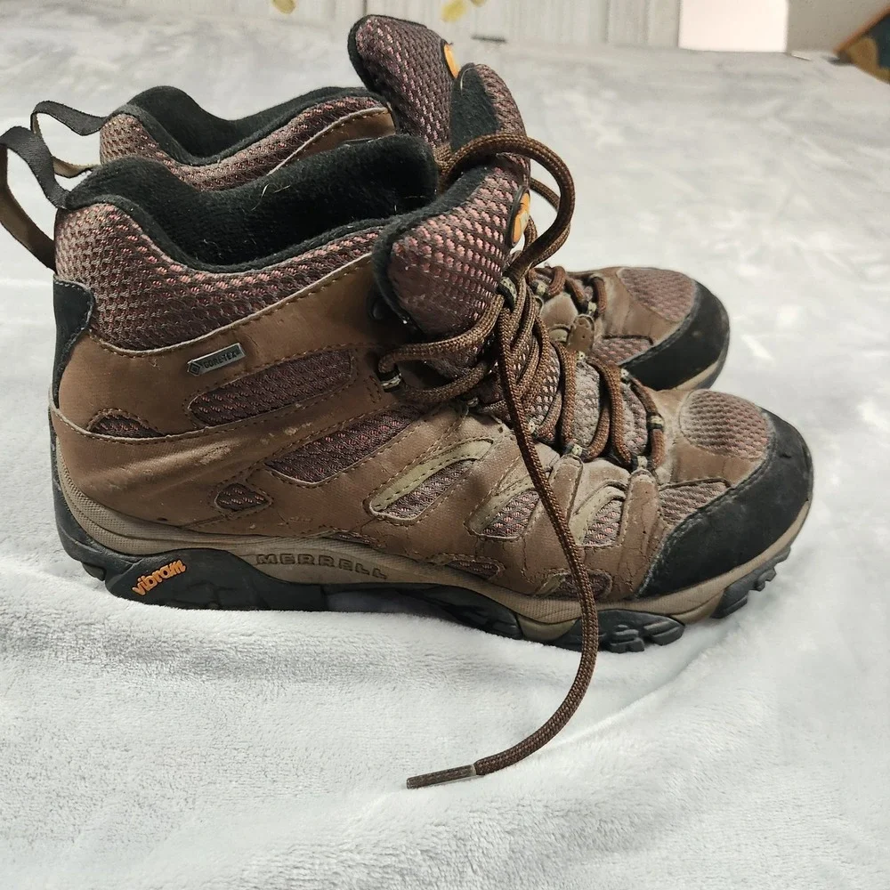 Merrell Men Moab 3 Dark Earth Waterproof Hiking Shoes High Top Mens Size 9